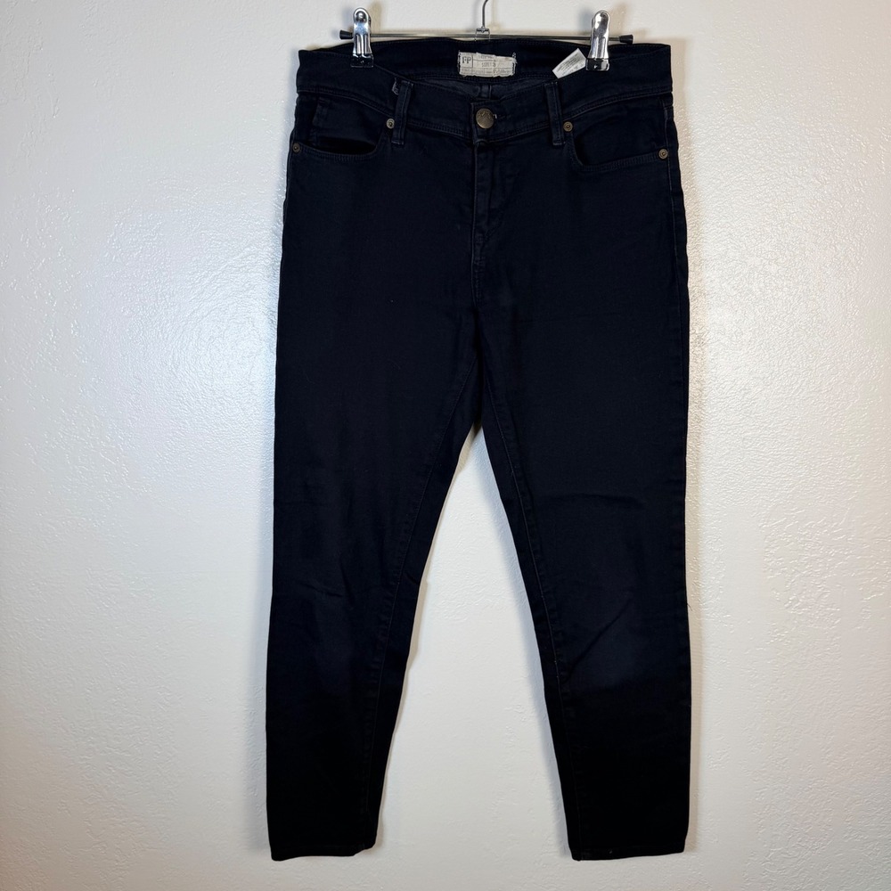 Free People Womens 29x26 Black Skinny Jeans Stretch Denim Mid Rise Pants